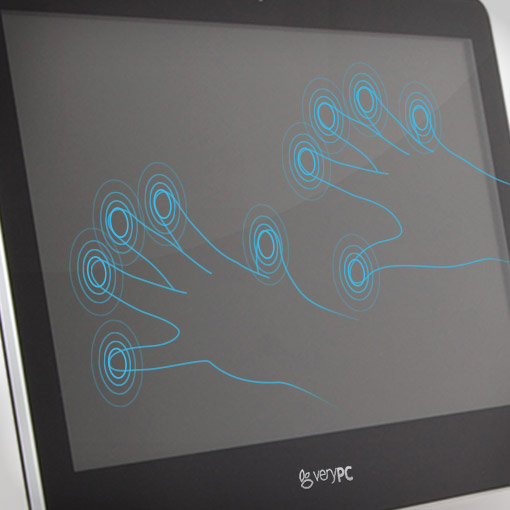 VeryPC Beam display with stylised hand representing touch screen